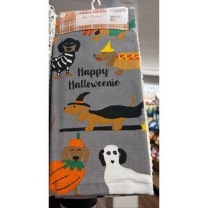 Dachshund Themed Halloween Kitchen Towel 5 Pack Happy Halloweenie